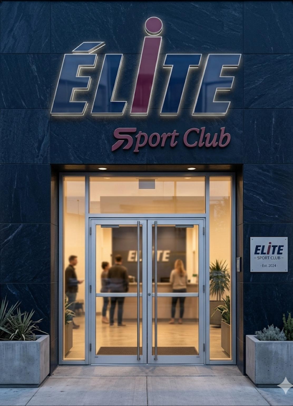 Façade du club Élite Sport Club avec son enseigne lumineuse